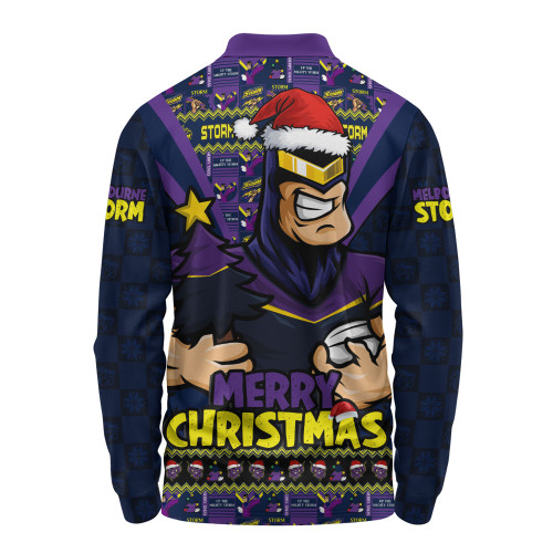Melbourne Storm Long Sleeve Polo Shirt Merry Christmas Festive Spirit Edition Melbourne Storm Long Sleeve Polo Shirt Merry Christmas Festive Spirit Edition
