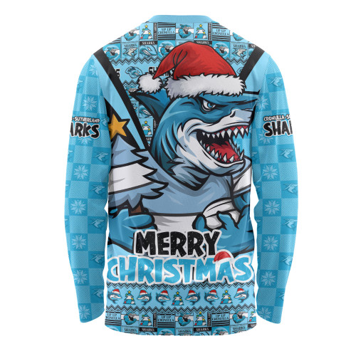 Cronulla-Sutherland Sharks Long Sleeve T-shirt Merry Christmas Festive Spirit Edition