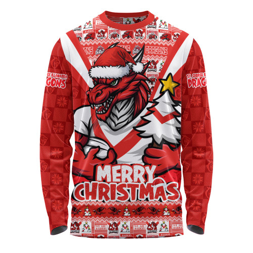 St. George Illawarra Dragons Long Sleeve T-shirt Merry Christmas Festive Spirit Edition St. George Illawarra Dragons Long Sleeve T-shirt Merry Christmas Festive Spirit Edition
