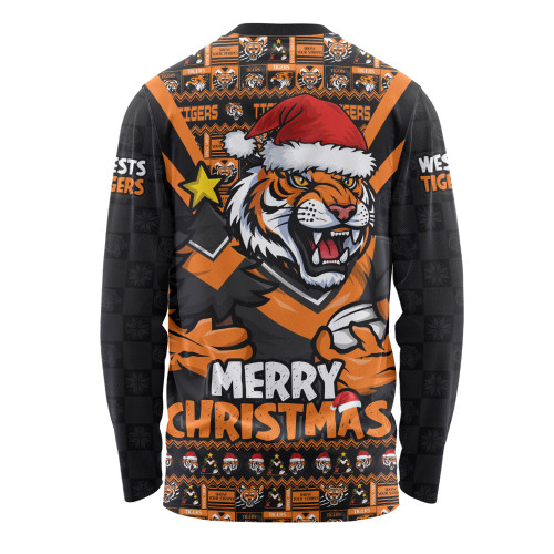 Wests Tigers Long Sleeve T-shirt Merry Christmas Festive Spirit Edition Wests Tigers Long Sleeve T-shirt Merry Christmas Festive Spirit Edition