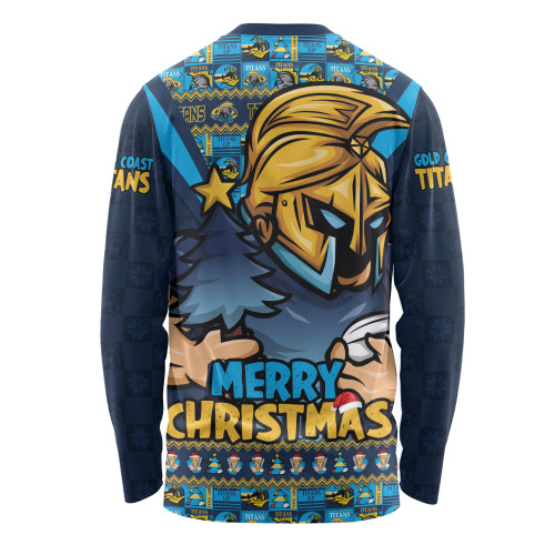 Gold Coast Titans Long Sleeve T-shirt Merry Christmas Festive Spirit Edition Gold Coast Titans Long Sleeve T-shirt Merry Christmas Festive Spirit Edition