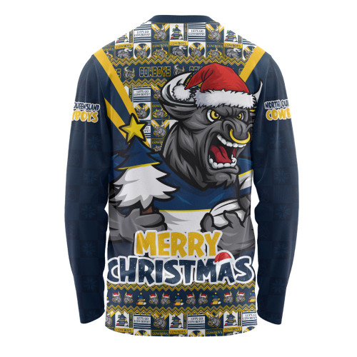 North Queensland Cowboys Long Sleeve T-shirt Merry Christmas Festive Spirit Edition North Queensland Cowboys Long Sleeve T-shirt Merry Christmas Festive Spirit Edition