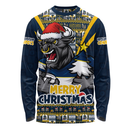 North Queensland Cowboys Long Sleeve T-shirt Merry Christmas Festive Spirit Edition North Queensland Cowboys Long Sleeve T-shirt Merry Christmas Festive Spirit Edition