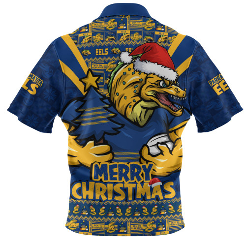 Parramatta Eels Zip Polo Shirt Merry Christmas Festive Spirit Edition Parramatta Eels Zip Polo Shirt Merry Christmas Festive Spirit Edition