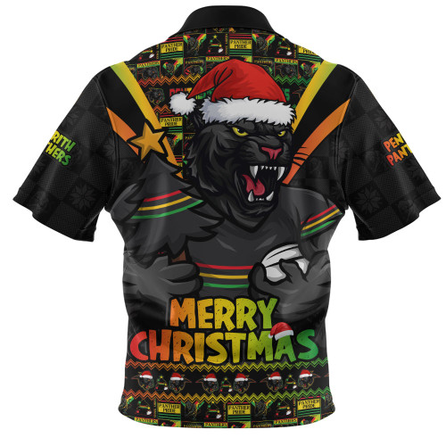Penrith Panthers Zip Polo Shirt Merry Christmas Festive Spirit Edition