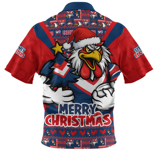 Sydney Roosters Zip Polo Shirt Merry Christmas Festive Spirit Edition Sydney Roosters Zip Polo Shirt Merry Christmas Festive Spirit Edition