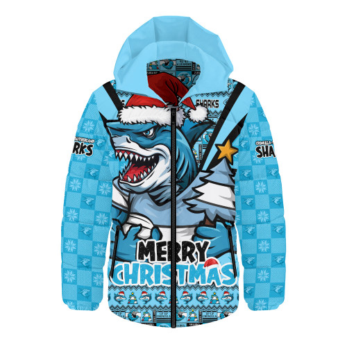 Cronulla-Sutherland Sharks Hooded Padded Jacket Merry Christmas Festive Spirit Edition