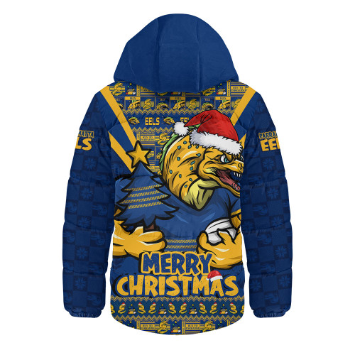 Parramatta Eels Hooded Padded Jacket Merry Christmas Festive Spirit Edition