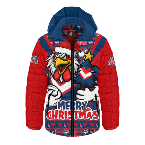 Sydney Roosters Hooded Padded Jacket Merry Christmas Festive Spirit Edition Sydney Roosters Hooded Padded Jacket Merry Christmas Festive Spirit Edition