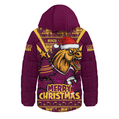 Brisbane Broncos Hooded Padded Jacket Merry Christmas Festive Spirit Edition Brisbane Broncos Hooded Padded Jacket Merry Christmas Festive Spirit Edition