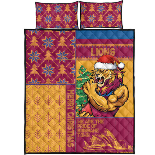 Brisbane Lions Quilt Bed Set Christmas Magic Knit Style Winter Glow Brisbane Lions Quilt Bed Set Christmas Magic Knit Style Winter Glow