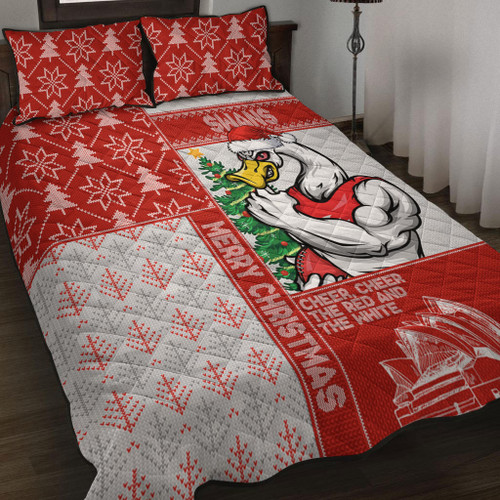Sydney Swans Quilt Bed Set Christmas Magic Knit Style Winter Glow Sydney Swans Quilt Bed Set Christmas Magic Knit Style Winter Glow