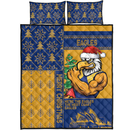 West Coast Eagles Quilt Bed Set Christmas Magic Knit Style Winter Glow West Coast Eagles Quilt Bed Set Christmas Magic Knit Style Winter Glow