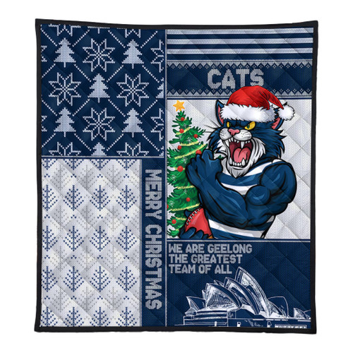 Geelong Cats Quilt Christmas Magic Knit Style Winter Glow