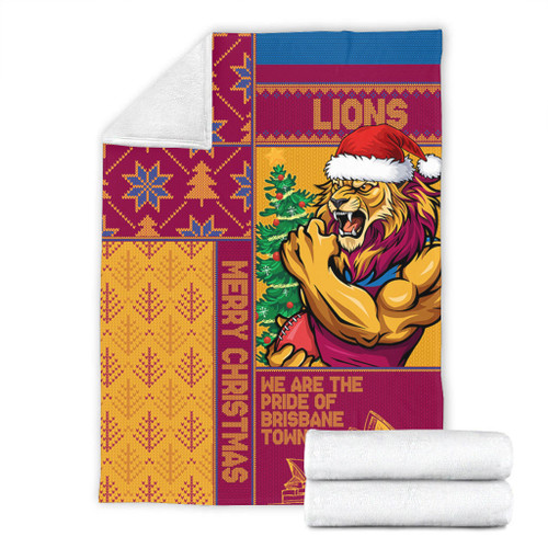 Brisbane Lions Blanket Christmas Magic Knit Style Winter Glow Brisbane Lions Blanket Christmas Magic Knit Style Winter Glow