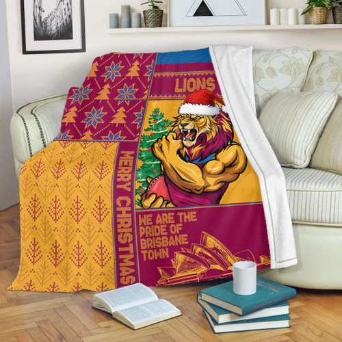 Brisbane Lions Blanket Christmas Magic Knit Style Winter Glow Brisbane Lions Blanket Christmas Magic Knit Style Winter Glow