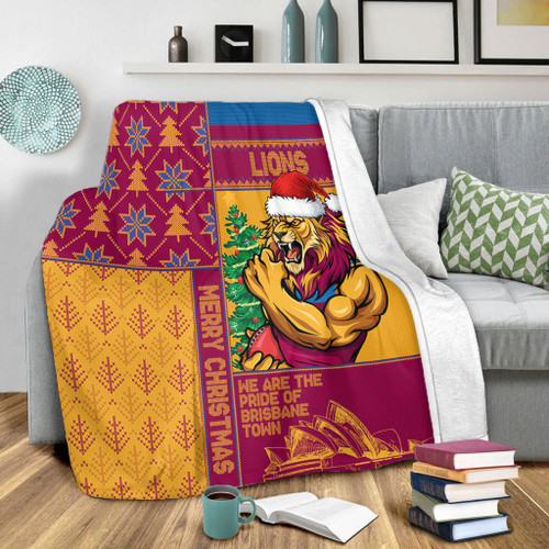 Brisbane Lions Blanket Christmas Magic Knit Style Winter Glow Brisbane Lions Blanket Christmas Magic Knit Style Winter Glow