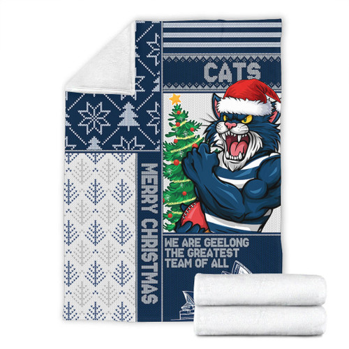 Geelong Cats Blanket Christmas Magic Knit Style Winter Glow