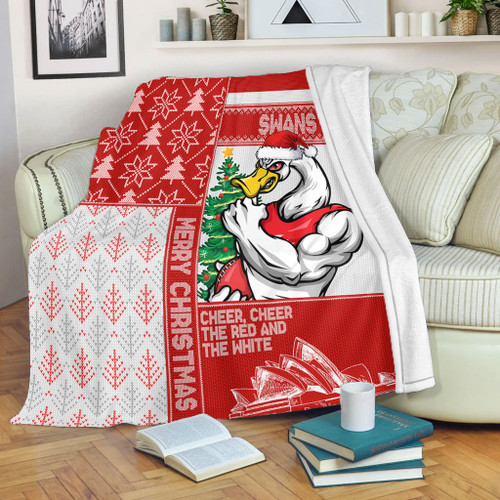 Sydney Swans Blanket Christmas Magic Knit Style Winter Glow Sydney Swans Blanket Christmas Magic Knit Style Winter Glow