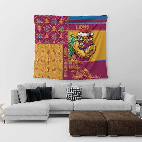 Brisbane Lions Tapestry Christmas Magic Knit Style Winter Glow Brisbane Lions Tapestry Christmas Magic Knit Style Winter Glow