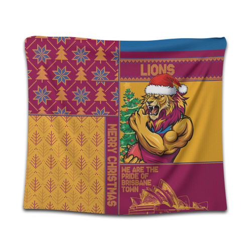 Brisbane Lions Tapestry Christmas Magic Knit Style Winter Glow Brisbane Lions Tapestry Christmas Magic Knit Style Winter Glow