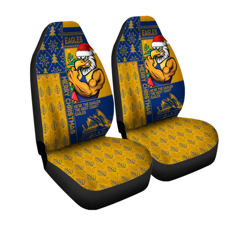 West Coast Eagles Car Seat Cover Christmas Magic Knit Style Winter Glow