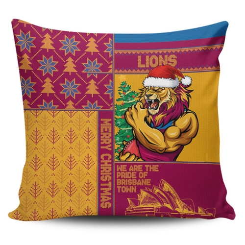 Brisbane Lions Pillow Cases Christmas Magic Knit Style Winter Glow Brisbane Lions Pillow Cases Christmas Magic Knit Style Winter Glow