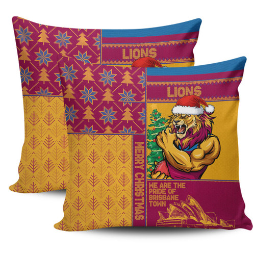 Brisbane Lions Pillow Cases Christmas Magic Knit Style Winter Glow Brisbane Lions Pillow Cases Christmas Magic Knit Style Winter Glow
