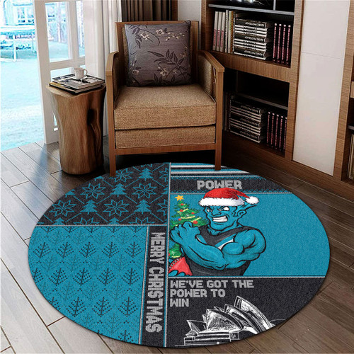 Port Adelaide Round Rug Christmas Magic Knit Style Winter Glow