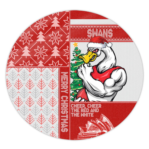 Sydney Swans Round Rug Christmas Magic Knit Style Winter Glow Sydney Swans Round Rug Christmas Magic Knit Style Winter Glow
