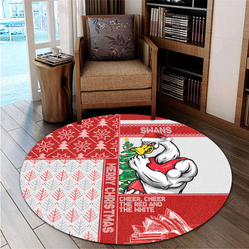 Sydney Swans Round Rug Christmas Magic Knit Style Winter Glow Sydney Swans Round Rug Christmas Magic Knit Style Winter Glow