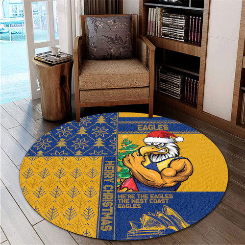 West Coast Eagles Round Rug Christmas Magic Knit Style Winter Glow West Coast Eagles Round Rug Christmas Magic Knit Style Winter Glow