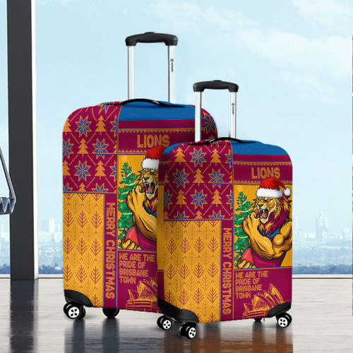 Brisbane Lions Luggage Cover Christmas Magic Knit Style Winter Glow Brisbane Lions Luggage Cover Christmas Magic Knit Style Winter Glow
