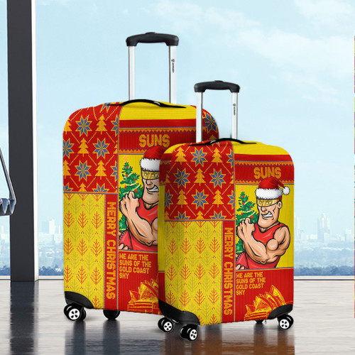 Gold Coast SUNS Luggage Cover Christmas Magic Knit Style Winter Glow Gold Coast SUNS Luggage Cover Christmas Magic Knit Style Winter Glow