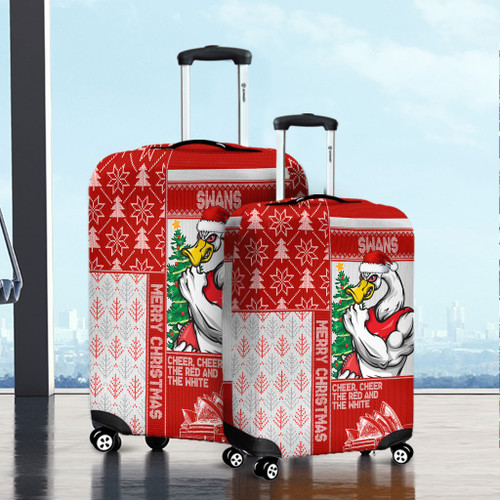 Sydney Swans Luggage Cover Christmas Magic Knit Style Winter Glow Sydney Swans Luggage Cover Christmas Magic Knit Style Winter Glow