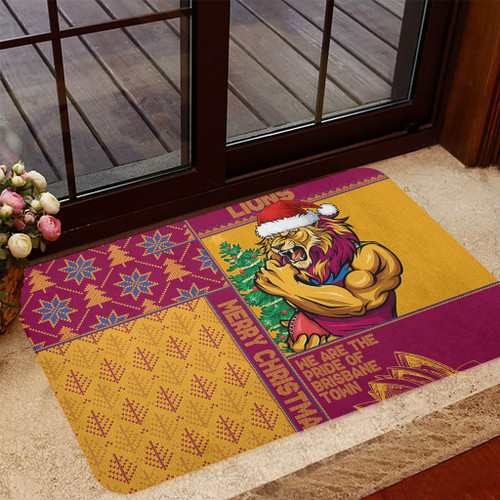 Brisbane Lions Doormat Christmas Magic Knit Style Winter Glow Brisbane Lions Doormat Christmas Magic Knit Style Winter Glow