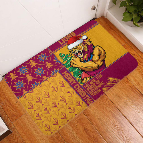 Brisbane Lions Doormat Christmas Magic Knit Style Winter Glow Brisbane Lions Doormat Christmas Magic Knit Style Winter Glow