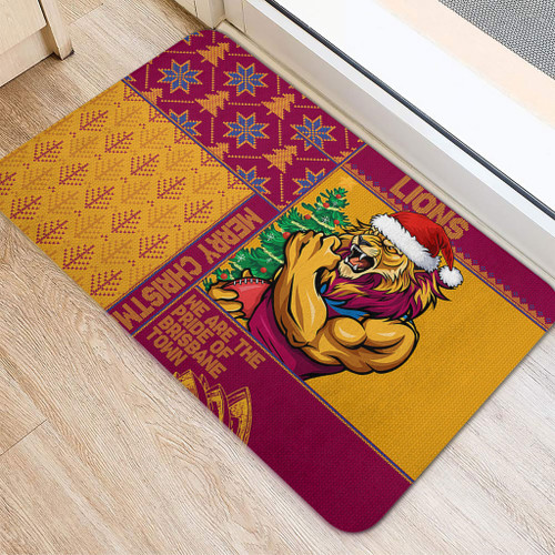 Brisbane Lions Doormat Christmas Magic Knit Style Winter Glow Brisbane Lions Doormat Christmas Magic Knit Style Winter Glow