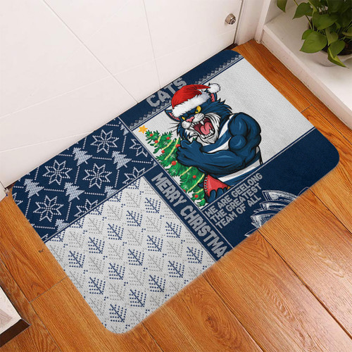 Geelong Cats Doormat Christmas Magic Knit Style Winter Glow