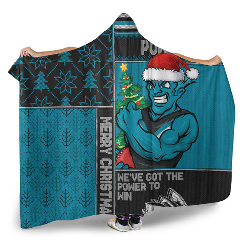 Port Adelaide Hooded Blanket Christmas Magic Knit Style Winter Glow Port Adelaide Hooded Blanket Christmas Magic Knit Style Winter Glow