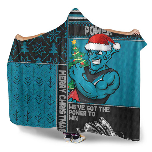 Port Adelaide Hooded Blanket Christmas Magic Knit Style Winter Glow Port Adelaide Hooded Blanket Christmas Magic Knit Style Winter Glow