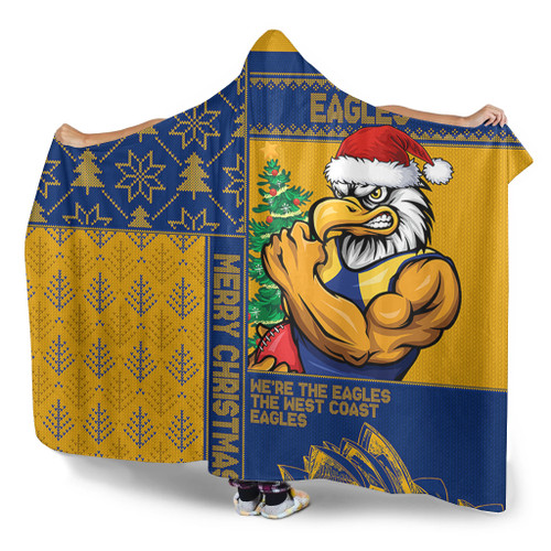 West Coast Eagles Hooded Blanket Christmas Magic Knit Style Winter Glow West Coast Eagles Hooded Blanket Christmas Magic Knit Style Winter Glow