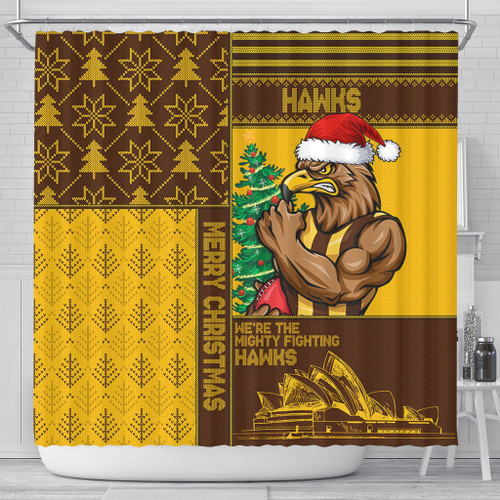 Hawthorn Shower Curtain Christmas Magic Knit Style Winter Glow Hawthorn Shower Curtain Christmas Magic Knit Style Winter Glow