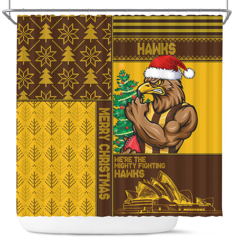 Hawthorn Shower Curtain Christmas Magic Knit Style Winter Glow Hawthorn Shower Curtain Christmas Magic Knit Style Winter Glow