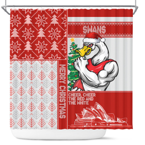 Sydney Swans Shower Curtain Christmas Magic Knit Style Winter Glow Sydney Swans Shower Curtain Christmas Magic Knit Style Winter Glow