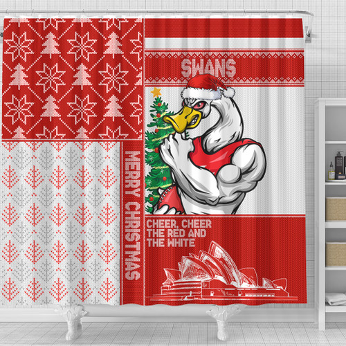 Sydney Swans Shower Curtain Christmas Magic Knit Style Winter Glow Sydney Swans Shower Curtain Christmas Magic Knit Style Winter Glow