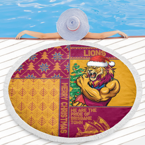 Brisbane Lions Beach Blanket Christmas Magic Knit Style Winter Glow Brisbane Lions Beach Blanket Christmas Magic Knit Style Winter Glow