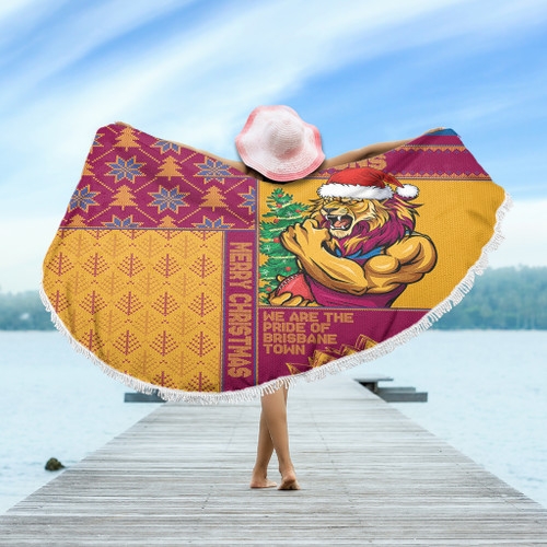 Brisbane Lions Beach Blanket Christmas Magic Knit Style Winter Glow Brisbane Lions Beach Blanket Christmas Magic Knit Style Winter Glow