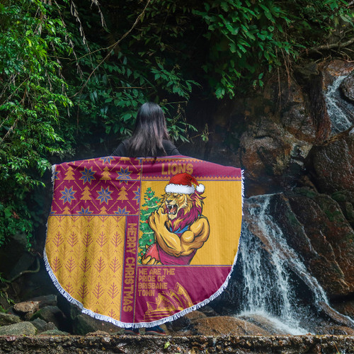 Brisbane Lions Beach Blanket Christmas Magic Knit Style Winter Glow Brisbane Lions Beach Blanket Christmas Magic Knit Style Winter Glow