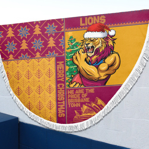 Brisbane Lions Beach Blanket Christmas Magic Knit Style Winter Glow Brisbane Lions Beach Blanket Christmas Magic Knit Style Winter Glow